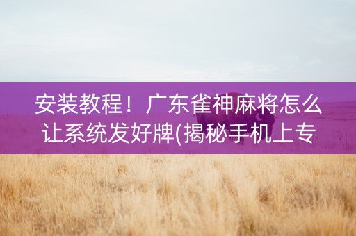 安装教程！广东雀神麻将怎么让系统发好牌(揭秘手机上专用神器)