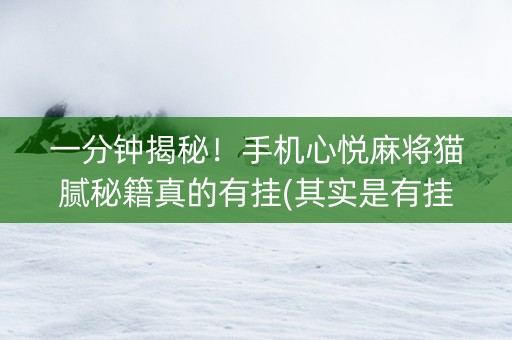 一分钟揭秘！手机心悦麻将猫腻秘籍真的有挂(其实是有挂的)