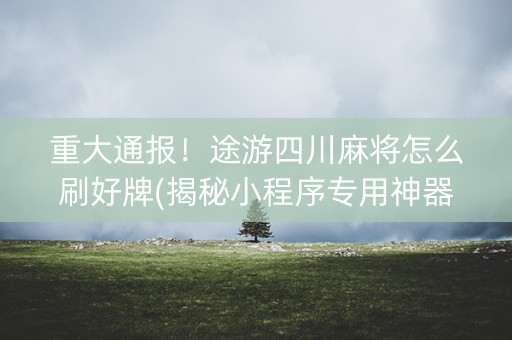 重大通报！途游四川麻将怎么刷好牌(揭秘小程序专用神器)