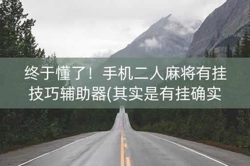 终于懂了！手机二人麻将有挂技巧辅助器(其实是有挂确实有挂)