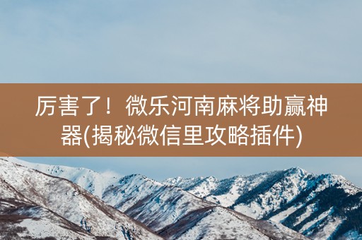 厉害了！微乐河南麻将助赢神器(揭秘微信里攻略插件)