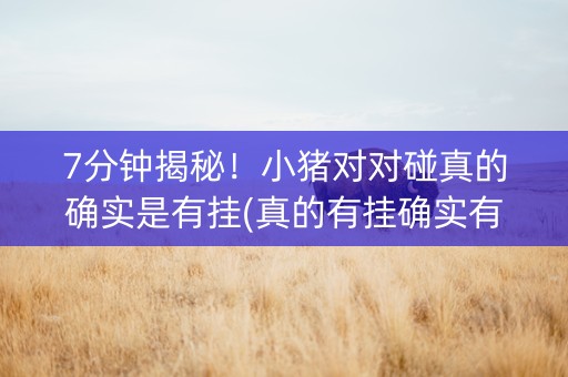 7分钟揭秘！小猪对对碰真的确实是有挂(真的有挂确实有挂)
