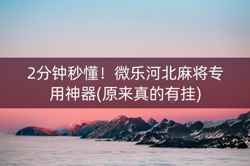 2分钟秒懂！微乐河北麻将专用神器(原来真的有挂)