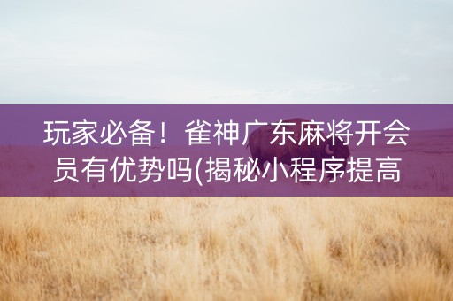玩家必备！雀神广东麻将开会员有优势吗(揭秘小程序提高胜率)