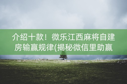 介绍十款！微乐江西麻将自建房输赢规律(揭秘微信里助赢软件)