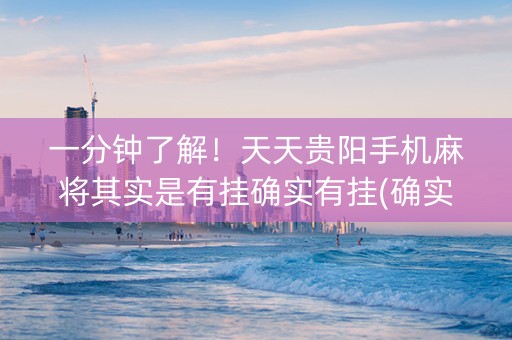 一分钟了解！天天贵阳手机麻将其实是有挂确实有挂(确实是有挂)