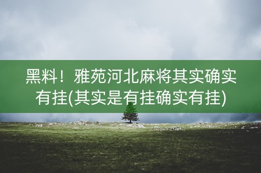 黑料！雅苑河北麻将其实确实有挂(其实是有挂确实有挂)