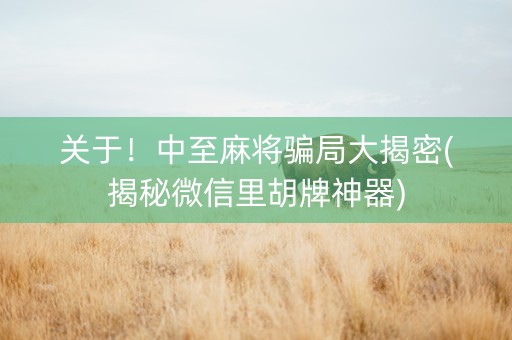 关于！中至麻将骗局大揭密(揭秘微信里胡牌神器)
