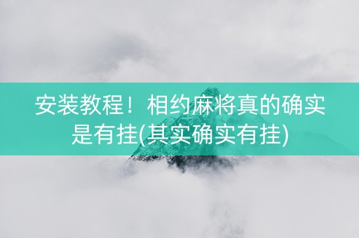 安装教程！相约麻将真的确实是有挂(其实确实有挂)