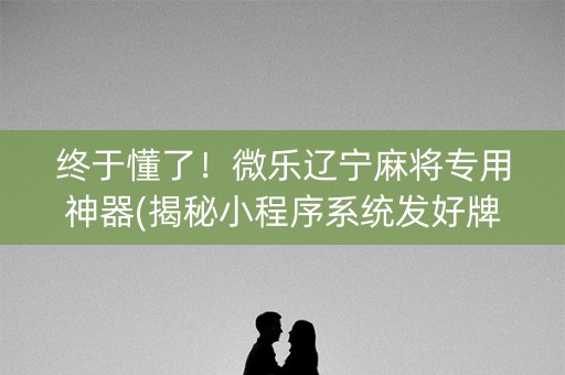 终于懂了！微乐辽宁麻将专用神器(揭秘小程序系统发好牌)
