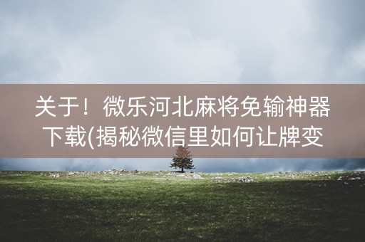 关于！微乐河北麻将免输神器下载(揭秘微信里如何让牌变好)
