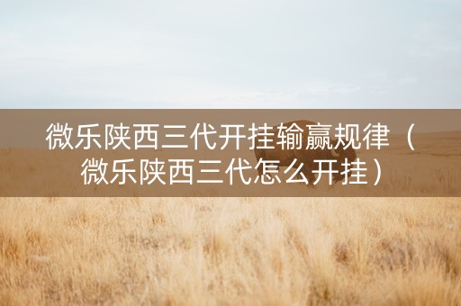 微乐陕西三代开挂输赢规律（微乐陕西三代怎么开挂）
