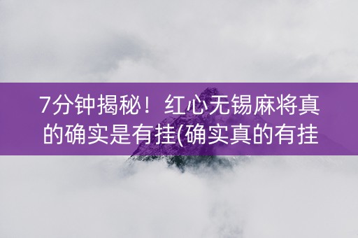 7分钟揭秘！红心无锡麻将真的确实是有挂(确实真的有挂)