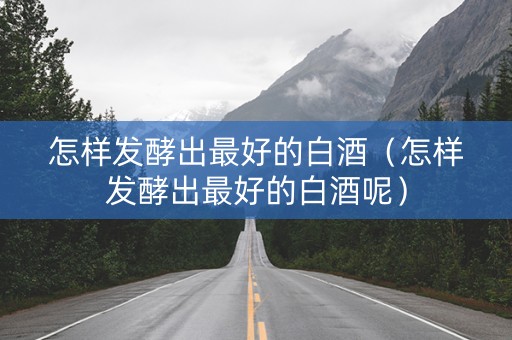 怎样发酵出最好的白酒（怎样发酵出最好的白酒呢）