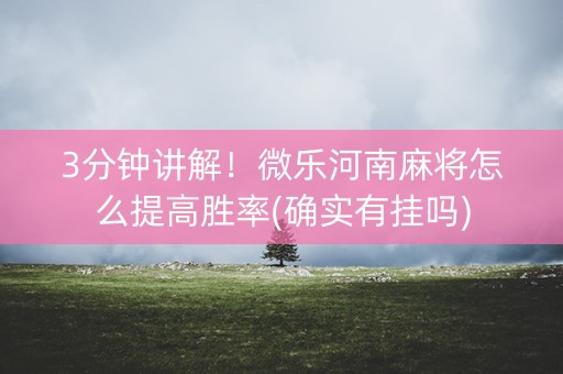 3分钟讲解！微乐河南麻将怎么提高胜率(确实有挂吗)