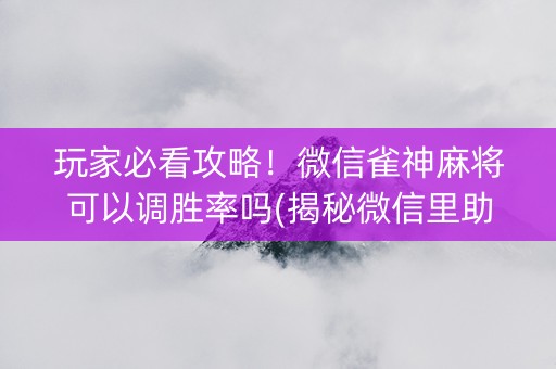 玩家必看攻略！微信雀神麻将可以调胜率吗(揭秘微信里助赢软件)