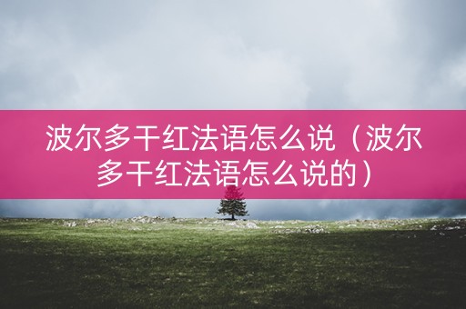 波尔多干红法语怎么说（波尔多干红法语怎么说的）