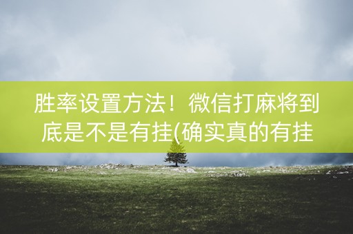 胜率设置方法！微信打麻将到底是不是有挂(确实真的有挂)