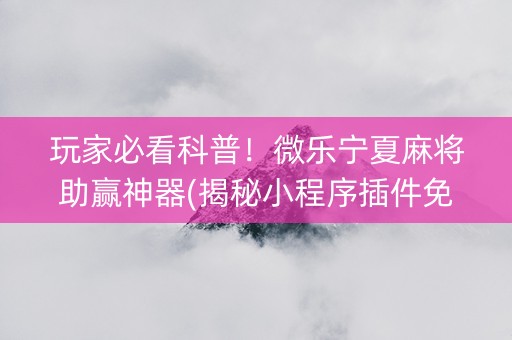 玩家必看科普！微乐宁夏麻将助赢神器(揭秘小程序插件免费)