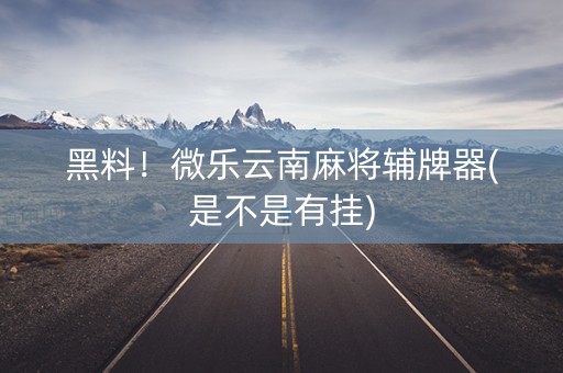 黑料！微乐云南麻将辅牌器(是不是有挂)