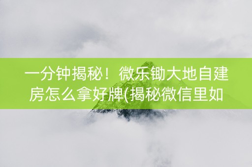 一分钟揭秘！微乐锄大地自建房怎么拿好牌(揭秘微信里如何让牌变好)