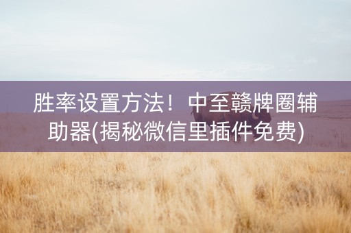 胜率设置方法！中至赣牌圈辅助器(揭秘微信里插件免费)
