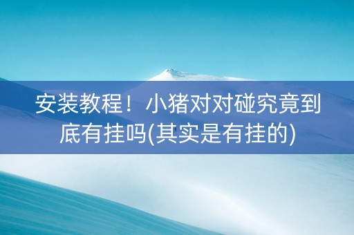 安装教程！小猪对对碰究竟到底有挂吗(其实是有挂的)