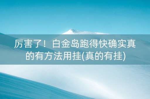 厉害了！白金岛跑得快确实真的有方法用挂(真的有挂)