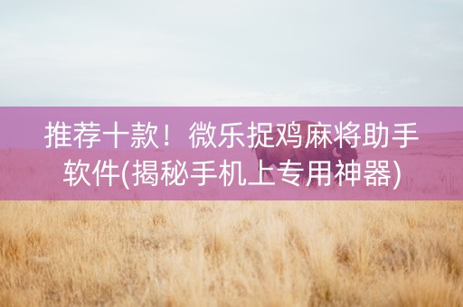 推荐十款！微乐捉鸡麻将助手软件(揭秘手机上专用神器)