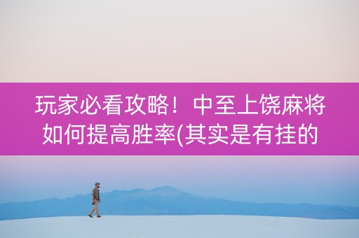 玩家必看攻略！中至上饶麻将如何提高胜率(其实是有挂的)