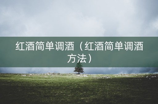 红酒简单调酒（红酒简单调酒方法）