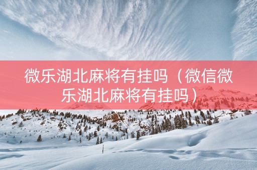 微乐湖北麻将有挂吗（微信微乐湖北麻将有挂吗）