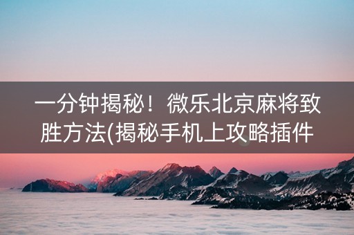 一分钟揭秘！微乐北京麻将致胜方法(揭秘手机上攻略插件)