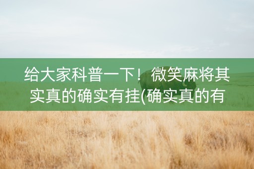 给大家科普一下！微笑麻将其实真的确实有挂(确实真的有挂)