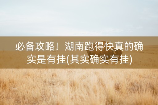必备攻略！湖南跑得快真的确实是有挂(其实确实有挂)