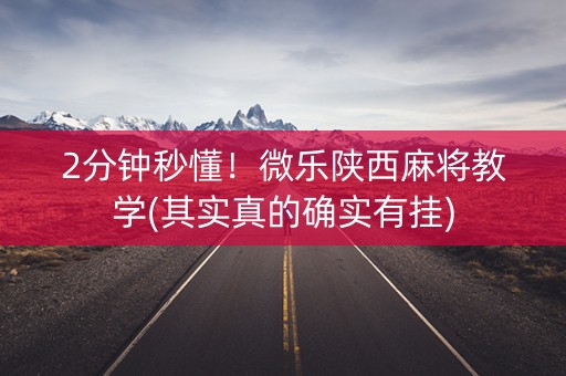 2分钟秒懂！微乐陕西麻将教学(其实真的确实有挂)