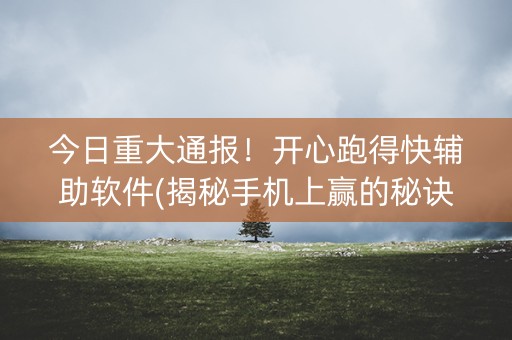 今日重大通报！开心跑得快辅助软件(揭秘手机上赢的秘诀)