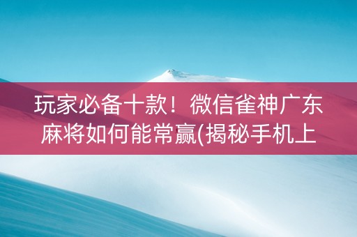 玩家必备十款！微信雀神广东麻将如何能常赢(揭秘手机上输赢规律)