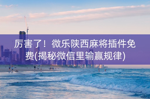 厉害了！微乐陕西麻将插件免费(揭秘微信里输赢规律)