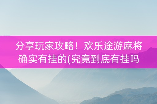 分享玩家攻略！欢乐途游麻将确实有挂的(究竟到底有挂吗)