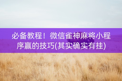 必备教程！微信雀神麻将小程序赢的技巧(其实确实有挂)