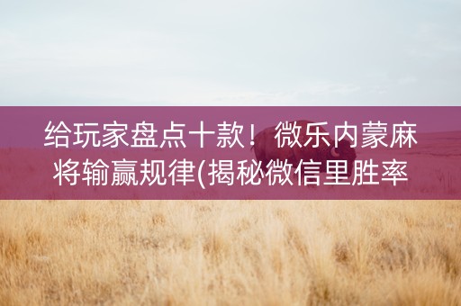 给玩家盘点十款！微乐内蒙麻将输赢规律(揭秘微信里胜率到哪调)