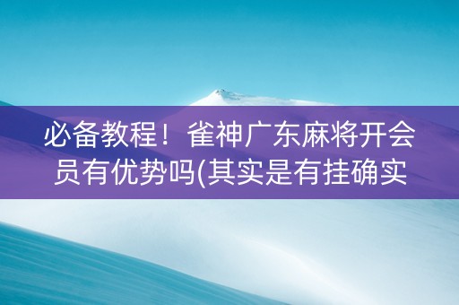 必备教程！雀神广东麻将开会员有优势吗(其实是有挂确实有挂)