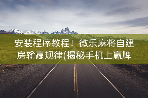安装程序教程！微乐麻将自建房输赢规律(揭秘手机上赢牌的技巧)
