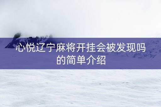 心悦辽宁麻将开挂会被发现吗的简单介绍