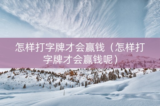 怎样打字牌才会赢钱（怎样打字牌才会赢钱呢）