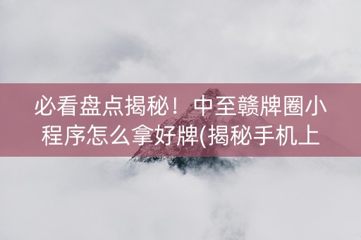 必看盘点揭秘！中至赣牌圈小程序怎么拿好牌(揭秘手机上助赢神器购买)