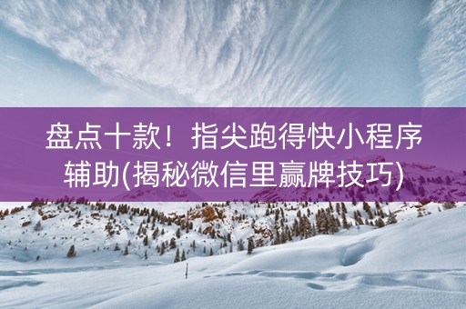 盘点十款！指尖跑得快小程序辅助(揭秘微信里赢牌技巧)