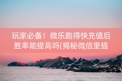 玩家必备！微乐跑得快充值后胜率能提高吗(揭秘微信里插件购买)