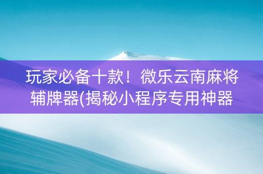 玩家必备十款！微乐云南麻将辅牌器(揭秘小程序专用神器)